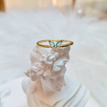 Green butterfly diamond ring