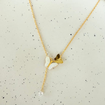 Shell double butterfly necklace