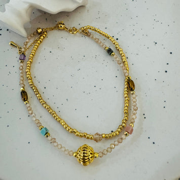 Double layer gemstone bracelet