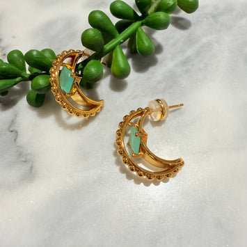 Gemstone moon earrings