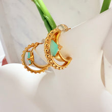 Gemstone moon earrings