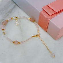 Pink quartz and pearl bracelet