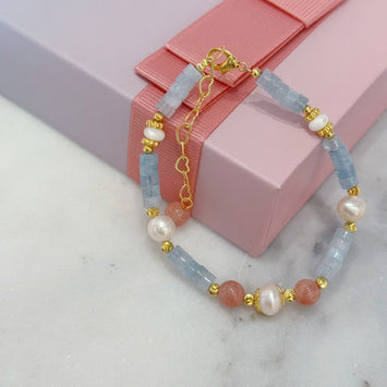 Aquamarine pearl bracelet