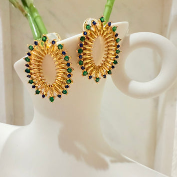 Gemstone flower earrings