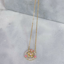 Pink love heart and bow necklace