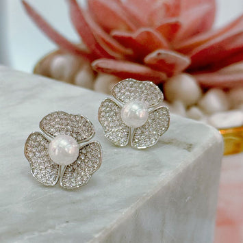 Sliver flower earrings