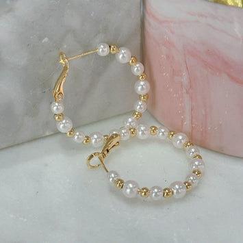 Pearl hoop earrings