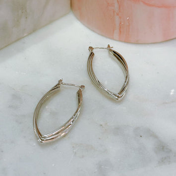 Sliver drop hoop earrings
