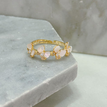 Quadruple shell butterfly ring