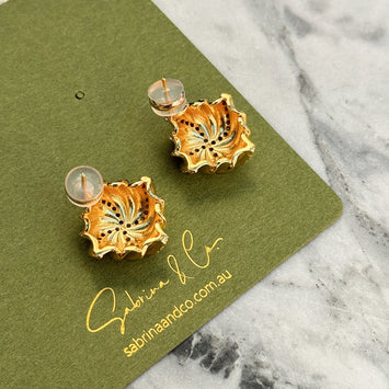 Golden designed square earrings