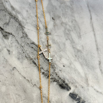 Double layer cross bracelet