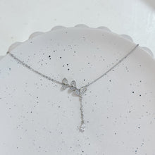 Triple leaf with hanging diamond necklace