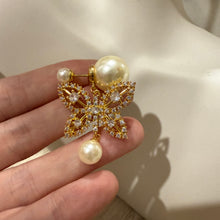 Hanging diamond butterfly earrings