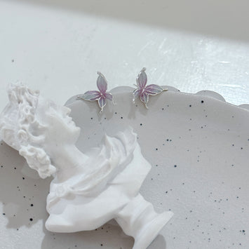 Sliver purple butterfly earrings