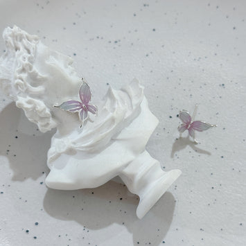 Sliver purple butterfly earrings