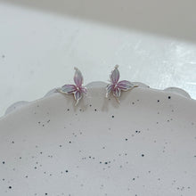 Sliver purple butterfly earrings