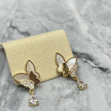 Shell butterfly with diamond earrings