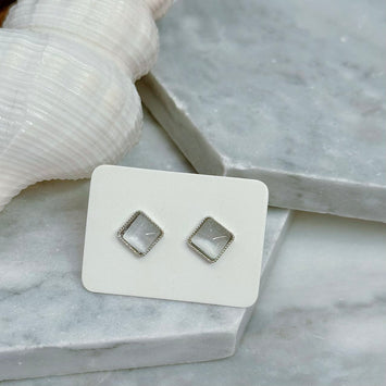 Sliver square earrings
