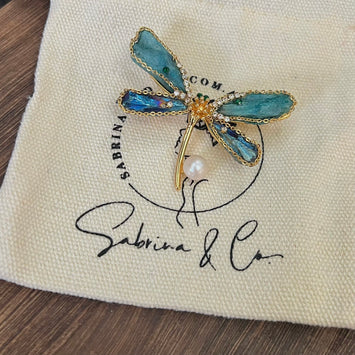 Dragonfly shell brooch