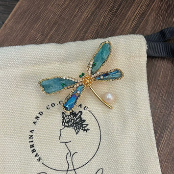 Dragonfly shell brooch