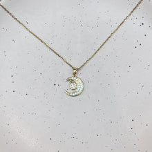 Hanging moon and star necklace