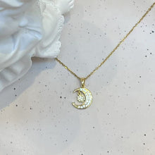 Hanging moon and star necklace