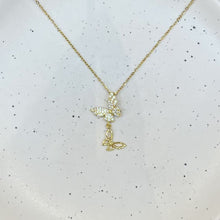 Hanging double butterfly necklace