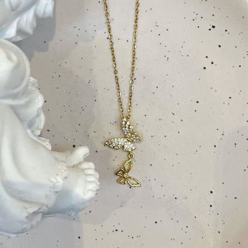 Hanging double butterfly necklace