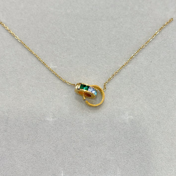 Double colourful ring necklace