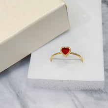 Gold red heart ring