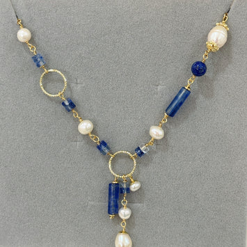 Aquamarine and pearl necklace