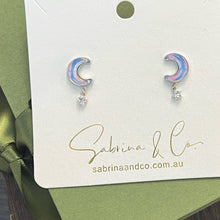 Blue moon and star earrings
