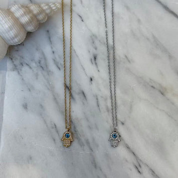 Waterproof Evil Eye Hand Necklace