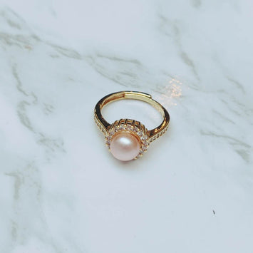 Pink Pearl Halo Ring