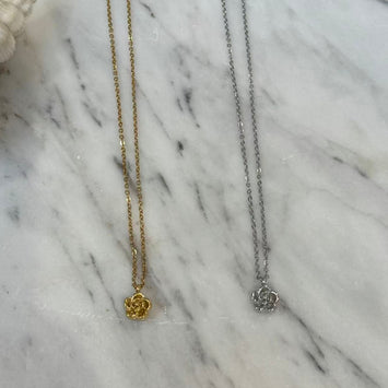 Stainless Steel Rose Charm Necklace