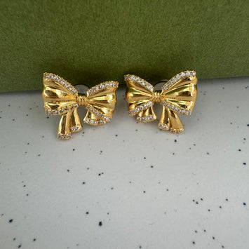 Golden bow earrings