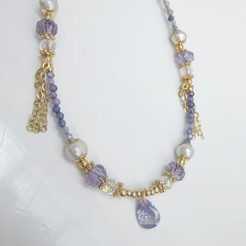 Violet Drop Chain Necklace