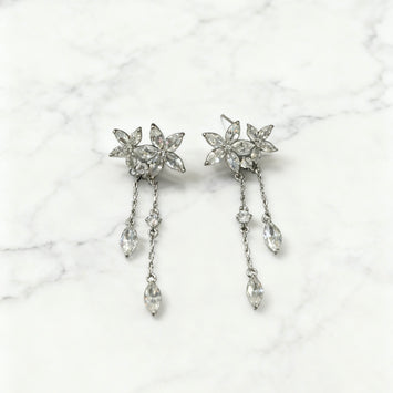 Crystal flower drop earrings