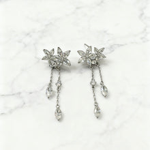 Crystal flower drop earrings