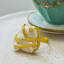 Golden brass pearl ring