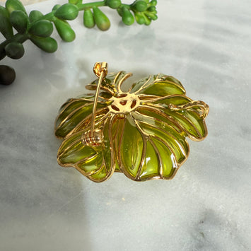 Green flower brooch
