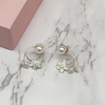 Silver Blossom & Pearl Earrings