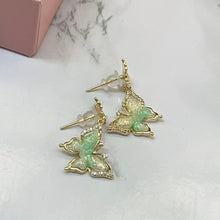 Green Butterfly Drop Earrings