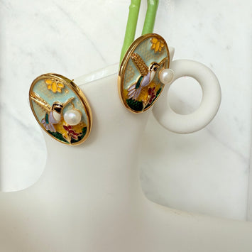 Bird painting earrings