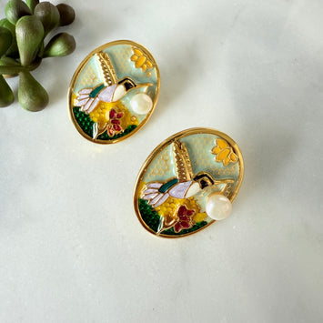 Bird painting earrings