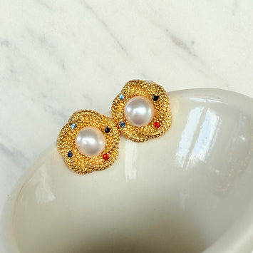 Golden flower earrings