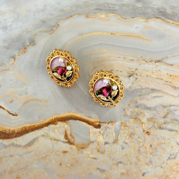 Purple flower earrings