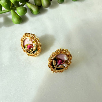 Purple flower earrings