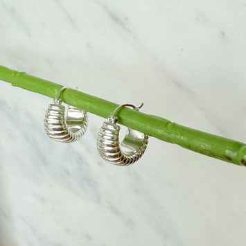 Sliver designed hoop earrings