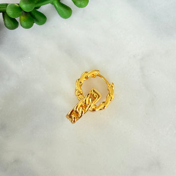 Golden carved hoop earrings